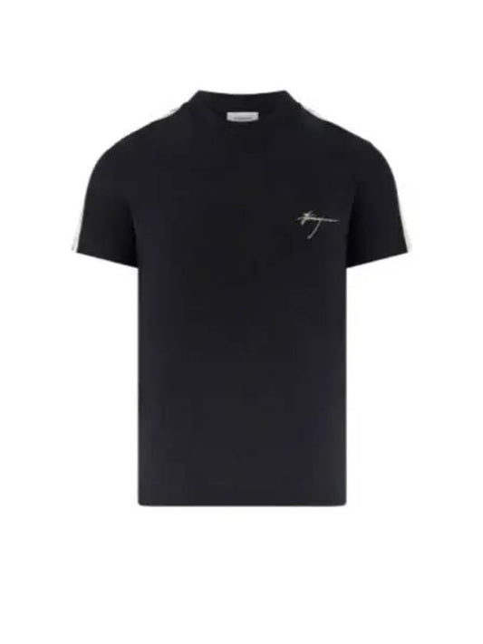 Embroidered Logo Cotton Short Sleeve T-Shirt Black - SALVATORE FERRAGAMO - BALAAN 2