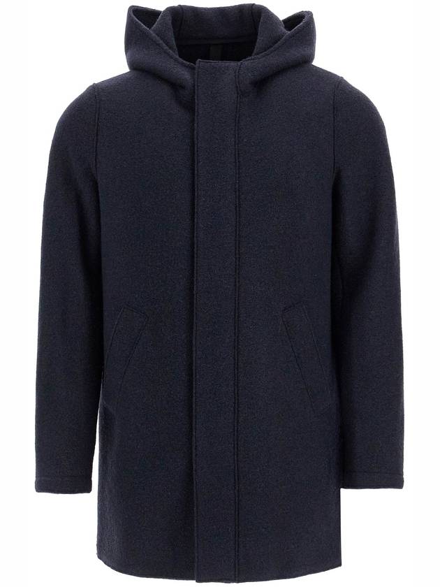 hooded wool coat in boiled wool - HARRIS WHARF LONDON - BALAAN 1