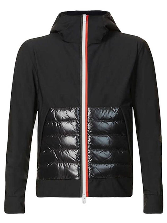 Three-Stripe Padded Zip Up Hoodie Black - MONCLER - BALAAN 2