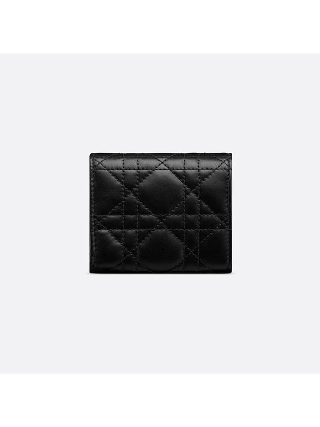 Jolie Hibiscus Cannage Lambskin Half Wallet Black - DIOR - BALAAN 6