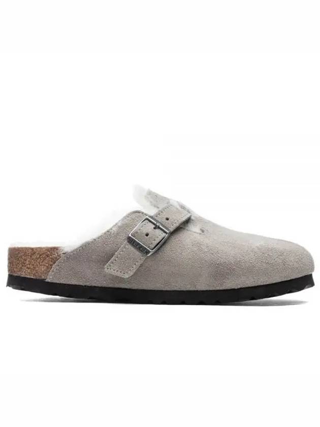 Men's Boston Shearling Suede Slippers Stone Coin - BIRKENSTOCK - BALAAN 2