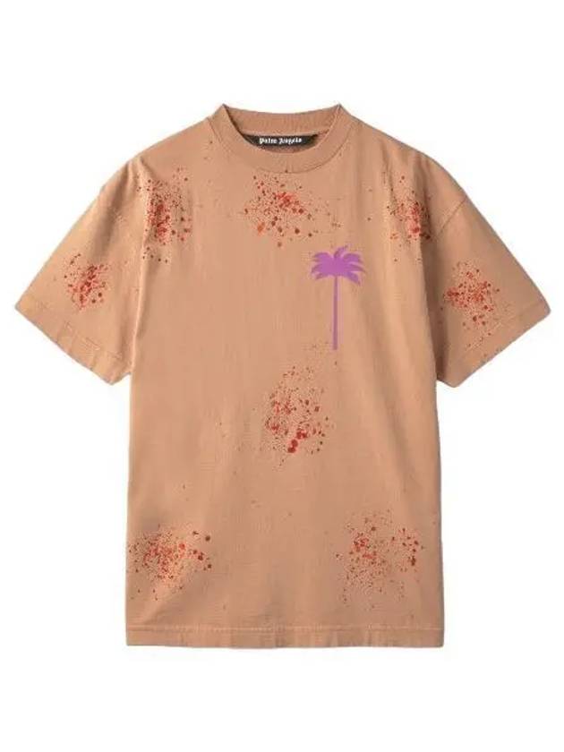 Painted Classic Short Sleeve T Shirt Salmon - PALM ANGELS - BALAAN 1