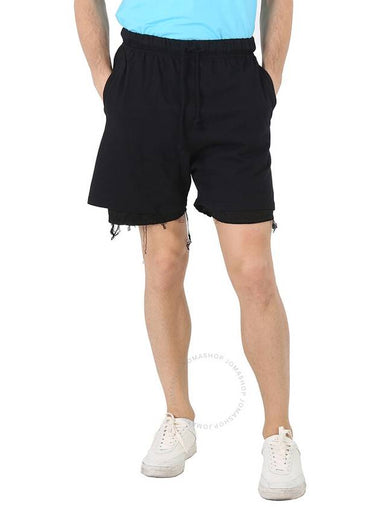 424 Men's Black Double Layer Cotton Shorts, Size X-Small - 424 - BALAAN 1