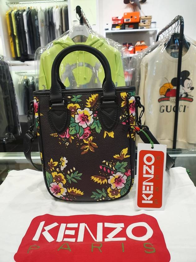 Courier Pop Bouquet Mini Tote Bag Black - KENZO - BALAAN 3