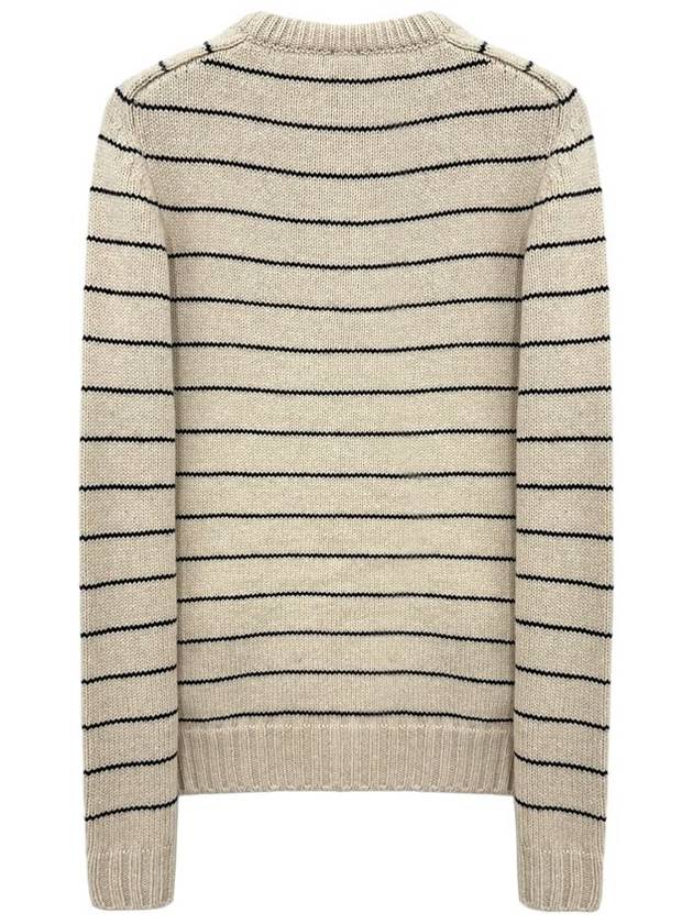 Striped Triomphe Embroidery Wool Knit Top Vanilla - CELINE - BALAAN 3