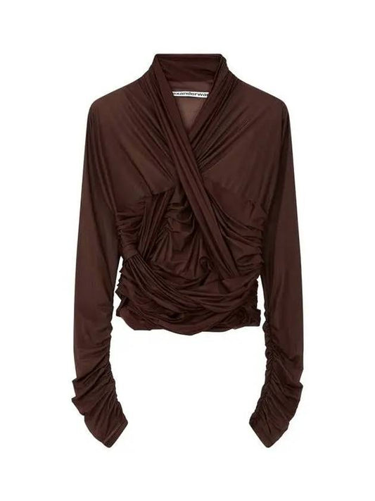 Shirring point long sleeve top dark brown 271634 - ALEXANDER WANG - BALAAN 1