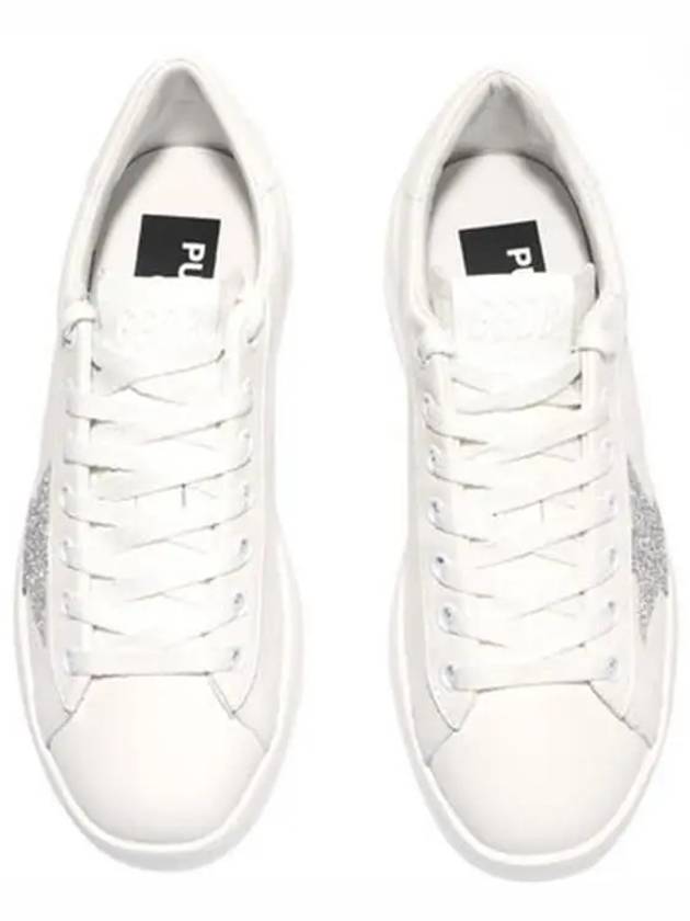 Pure Star Glitter Silver Low Top Sneakers White - GOLDEN GOOSE - BALAAN 4