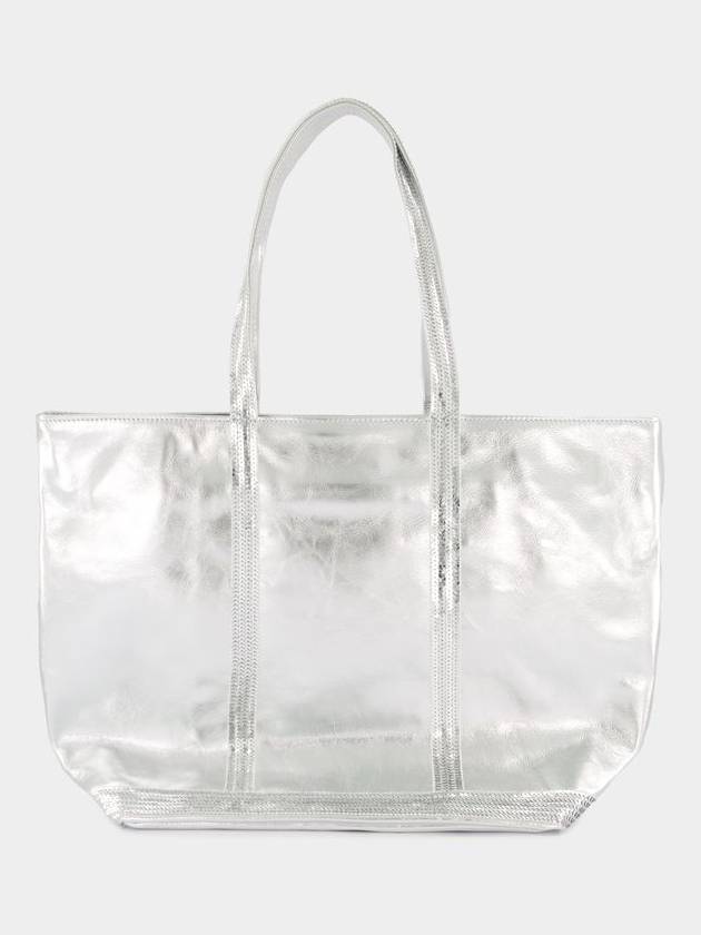 Cabas L Shopper Bag - Vanessa Bruno - Leather - Silver - VANESSA BRUNO - BALAAN 3