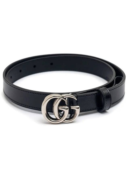 GG Marmont Thin Leather Belt Black - GUCCI - BALAAN 2