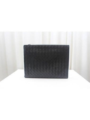 Intrecciato half zip black clutch 607479 - BOTTEGA VENETA - BALAAN 1