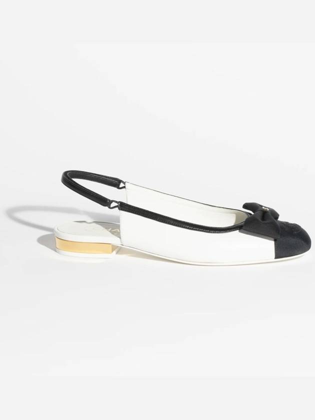 Ribbon Logo Slingback Flats Shoes Shoes White - CHANEL - BALAAN 5