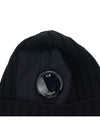 Lens Wappen Ribbed Wool Beanie Black - CP COMPANY - BALAAN 8