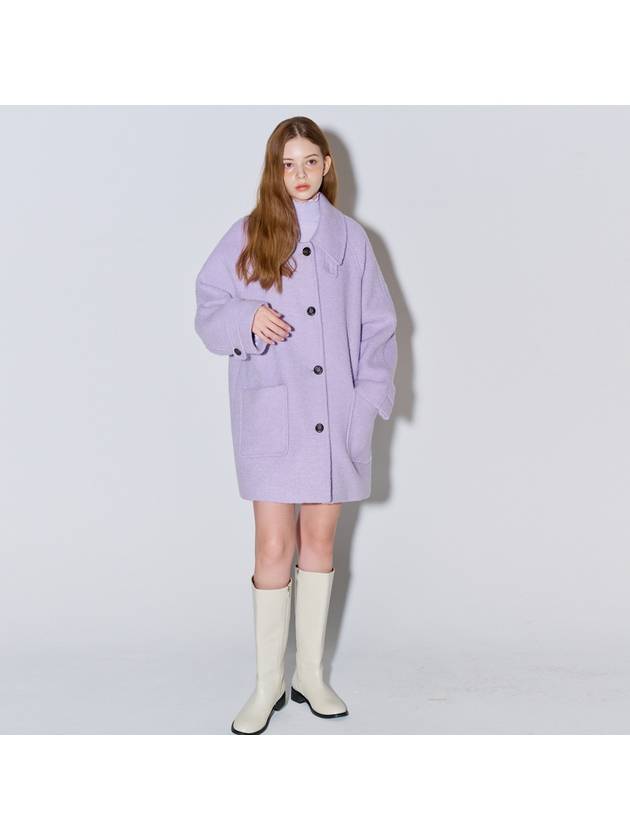 Boucle Herringbone Wool Half Single Coat Lavender - OPENING SUNSHINE - BALAAN 3