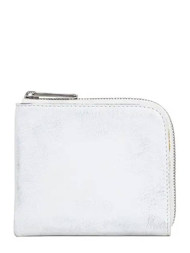 Logo Zipper Leather Half Wallet Off White - MAISON MARGIELA - BALAAN 3