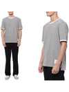 Men's Contrast Trim Short Sleeve T-Shirt  Light Grey - THOM BROWNE - BALAAN 3