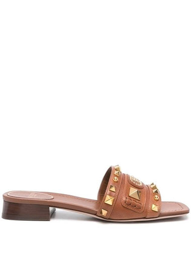 Valentino Garavani Sandals Leather Brown - VALENTINO - BALAAN 1