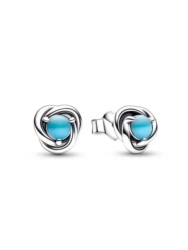 Turquoise Blue Eternity Circle Stud Earrings Silver - PANDORA - BALAAN 1