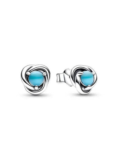 Turquoise Blue Eternity Circle Stud Earrings Silver - PANDORA - BALAAN 1