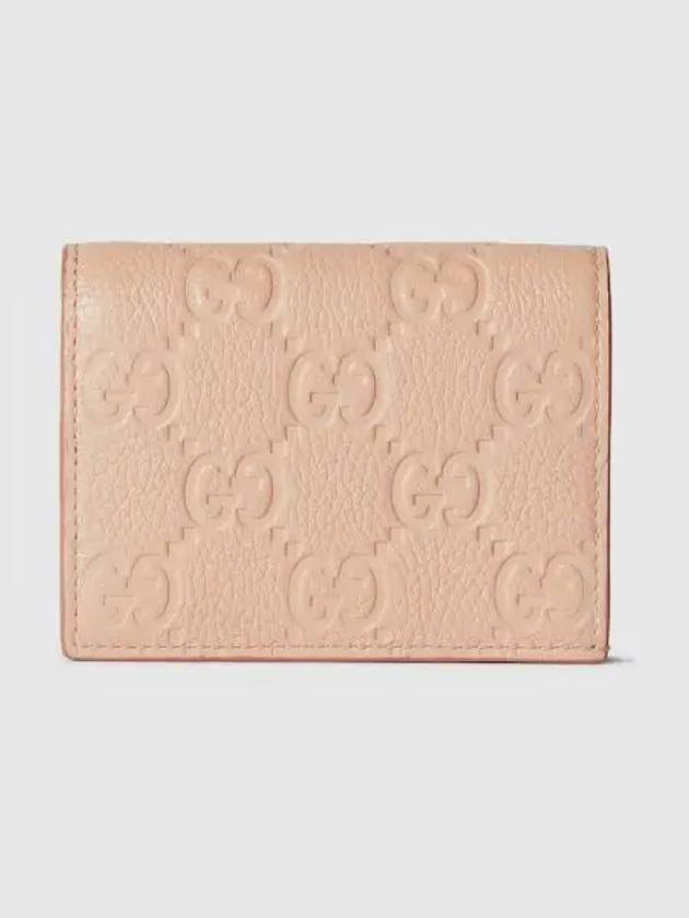 GG Emblem Mini Leather Half Wallet Light Pink - GUCCI - BALAAN 2