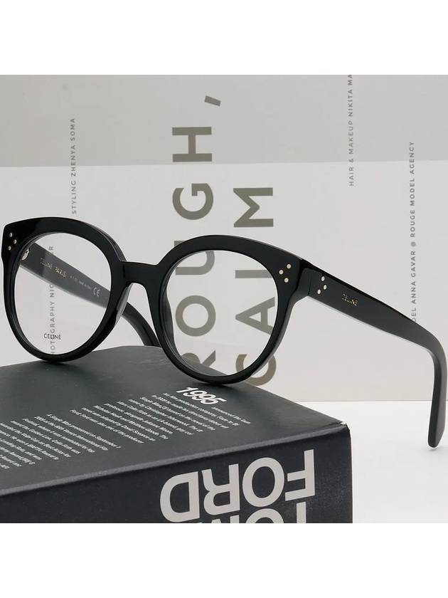 Eyewear Logo Round Eyeglasses Shiny Black - CELINE - BALAAN 3