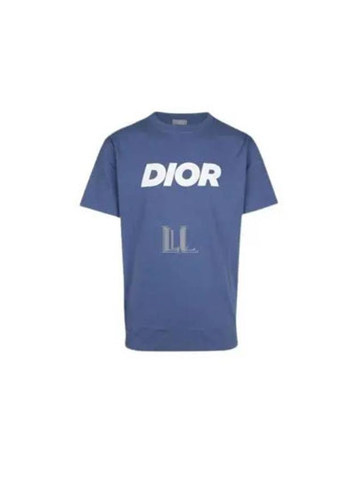 Italic Relaxed-Fit Short Sleeve T-Shirt Blue - DIOR - BALAAN 2