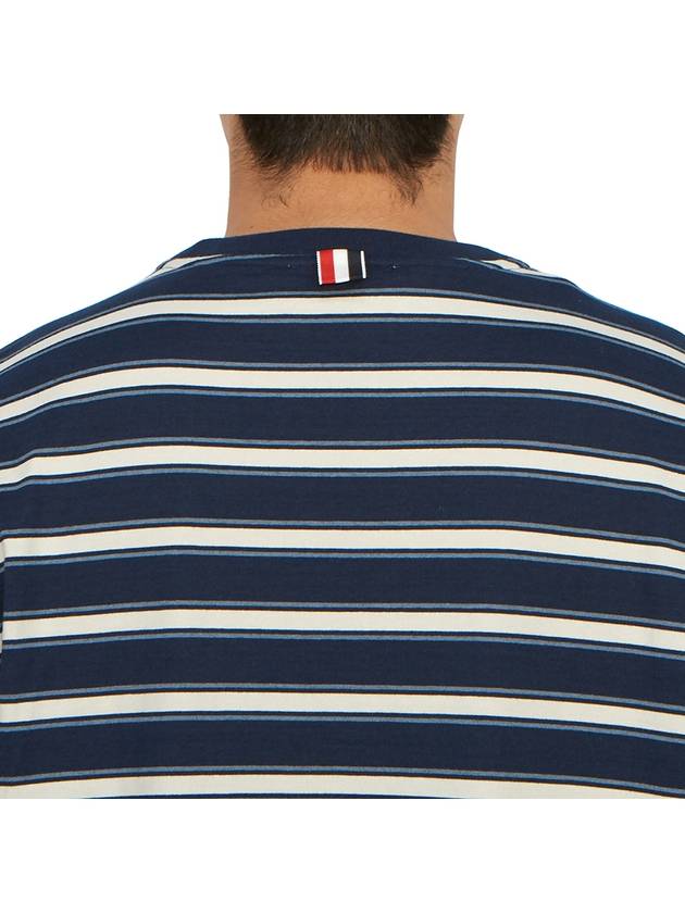 Stripe Jersey Oversized Long Sleeve T-Shirt Navy - THOM BROWNE - BALAAN 8