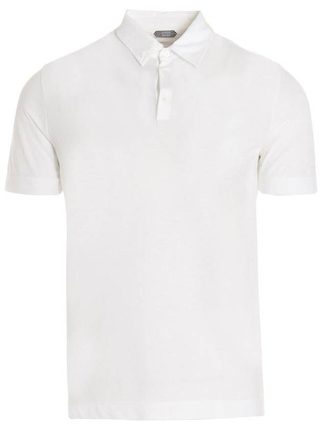 Men's Slim Fit OrGANNIc Ice Cotton Polo Short Sleeve PK Shirt White - ZANONE - BALAAN 2