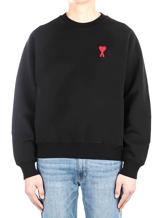 Men's Heart Logo Cotton Sweatshirt Black - AMI - BALAAN 2