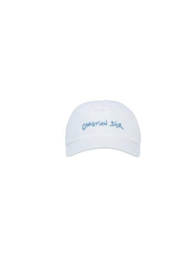 Christian Tag Signature Cotton Canvas Ball Cap White - DIOR - BALAAN 1