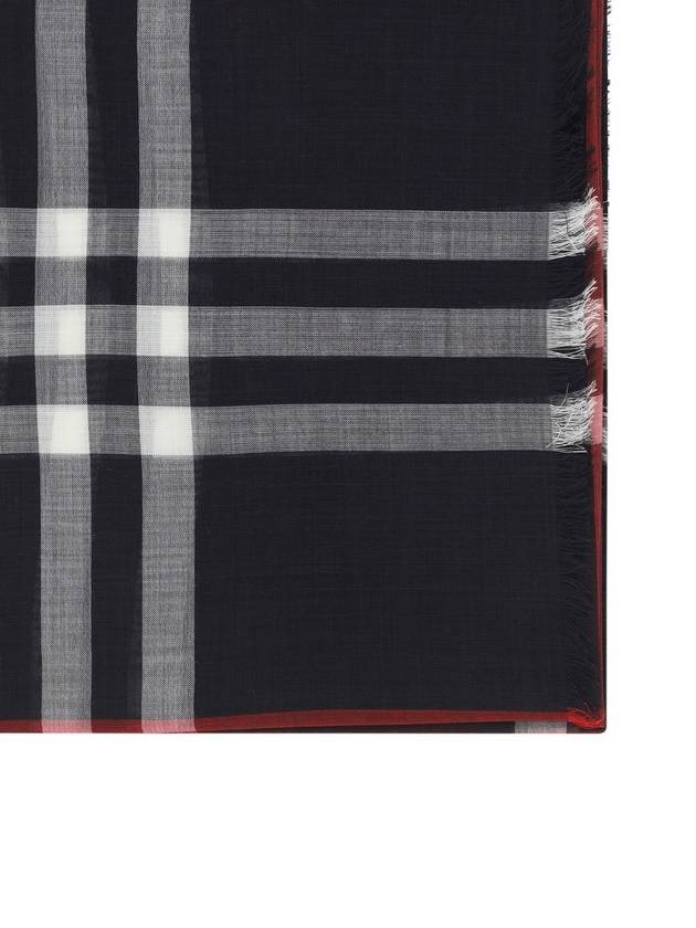 Checkered Wool Silk Scarf Navy - BURBERRY - BALAAN 4