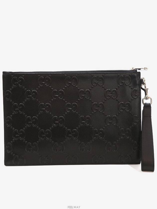 Daejeon Used Luxury Goods 625569 GG Emboss Pouch Clutch Bag Black - GUCCI - BALAAN 1