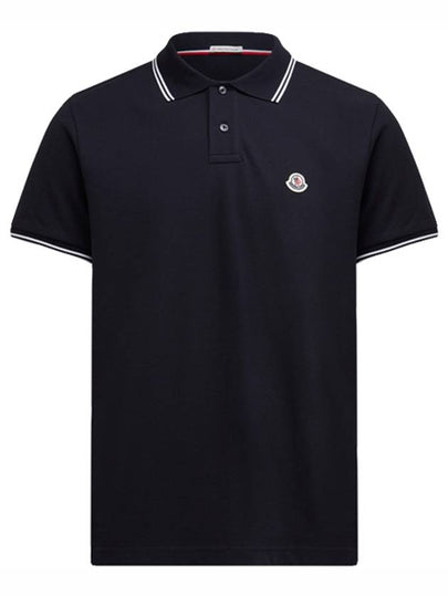 Logo Patch Short Sleeve Polo Shirt Navy - MONCLER - BALAAN 2