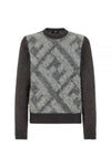 Crew Neck Alpaca Pullover Knit Top Grey - FENDI - BALAAN 2