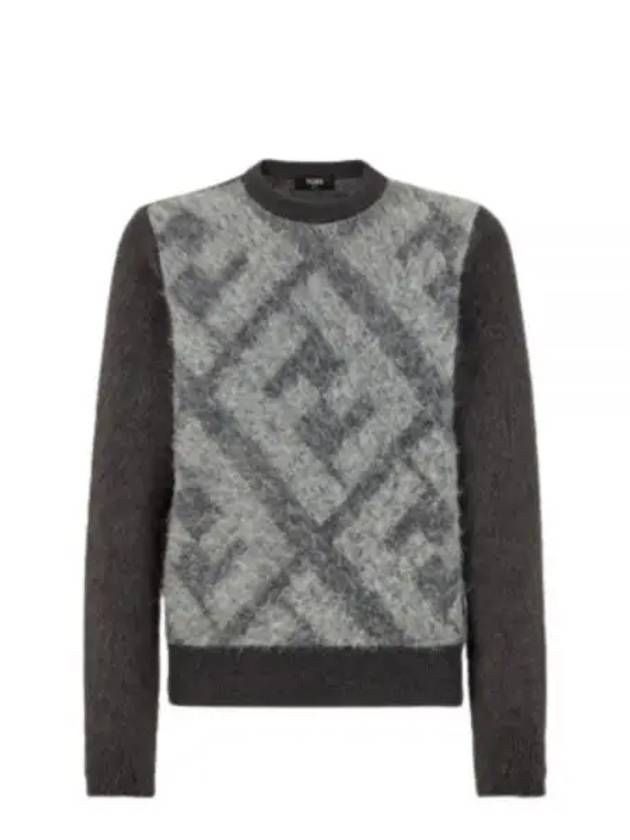 Crew Neck Alpaca Pullover Knit Top Grey - FENDI - BALAAN 2