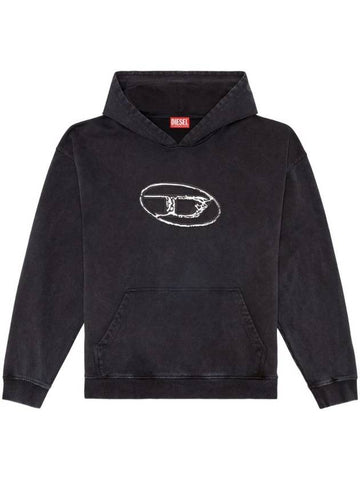 S-Boxt Logo Print Cotton Hoodie Black - DIESEL - BALAAN 1