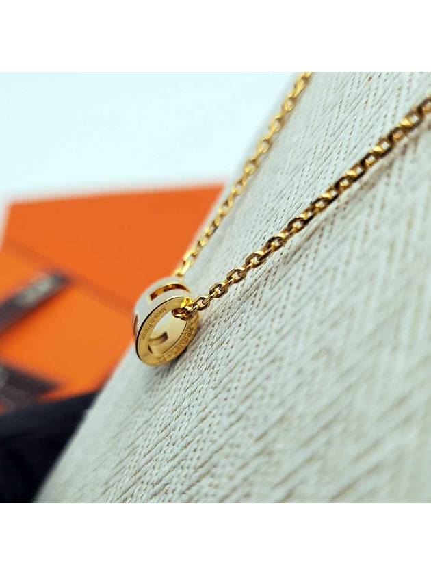 Mini Pop H Pendant Necklace Gold Marron Glace - HERMES - BALAAN 8