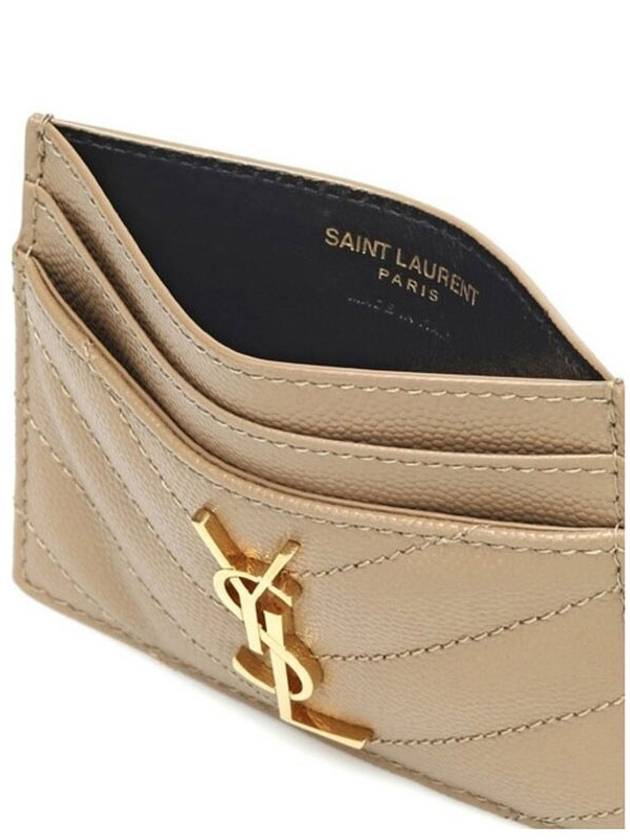 Gold Hardware Matelasse Caviar Leather Card Wallet Dark Beige - SAINT LAURENT - BALAAN 6