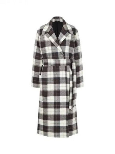 Women s Belted Check Wool Double Coat Dark Brown 271072 - PAUL SMITH - BALAAN 1