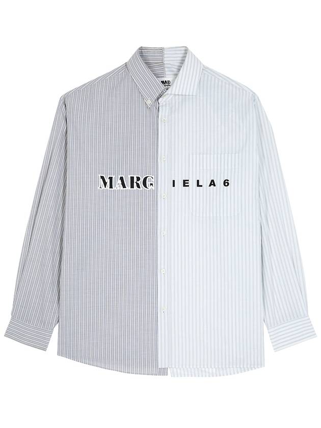 Logo Stripe Long Sleeve Shirt Grey White - MAISON MARGIELA - BALAAN 2