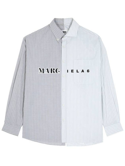 Logo Stripe Long Sleeve Shirt Grey White - MAISON MARGIELA - BALAAN 2