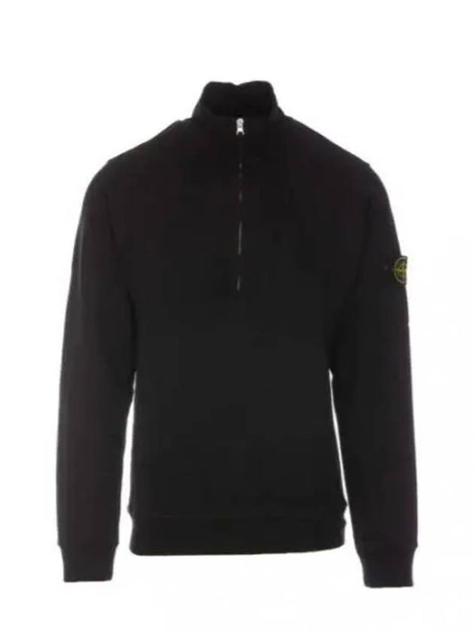 Logo Half Zipper Sweatshirt Black - STONE ISLAND - BALAAN 2