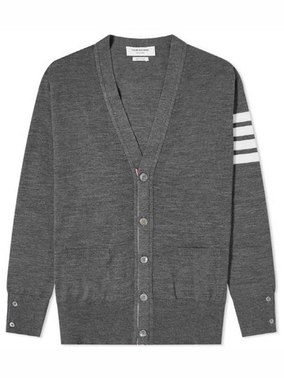 Men's Sustainable Classic Diagonal Wool Cardigan Medium Grey - THOM BROWNE - BALAAN 2