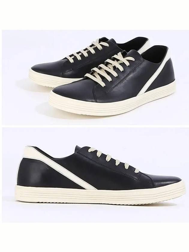 Men's Geothrasher Leather Low Top Sneakers Black - RICK OWENS - BALAAN 3