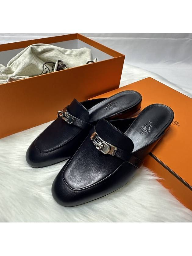 Oz Mule Goatskin & Palladium Noir - HERMES - BALAAN 6