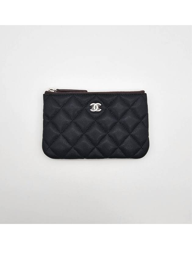 Silver logo grained calfskin clutch bag black - CHANEL - BALAAN 4