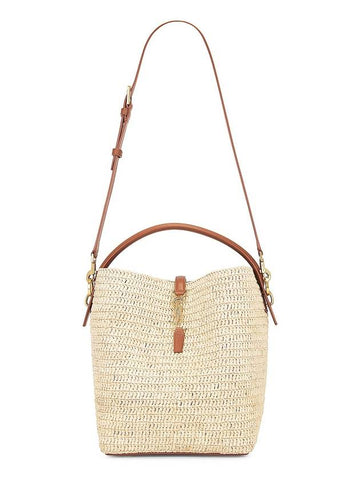 Le 37 Raffia Bucket Bag Beige - SAINT LAURENT - BALAAN 1