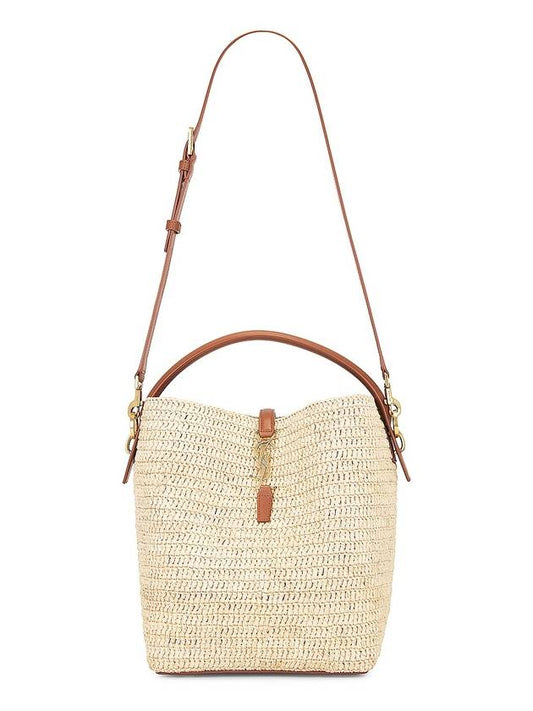 Le 37 Raffia Bucket Bag Beige - SAINT LAURENT - BALAAN 1