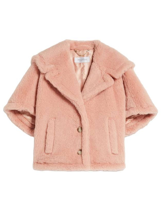 Women's CAMBUSA1 CAMBUSA1 Alpaca Wool Crop Teddy Jacket Fur Coat Pink - MAX MARA - BALAAN.