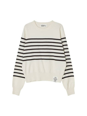 Stripe Round Neck Sweater Ivory - THE GREEN LAB - BALAAN 1