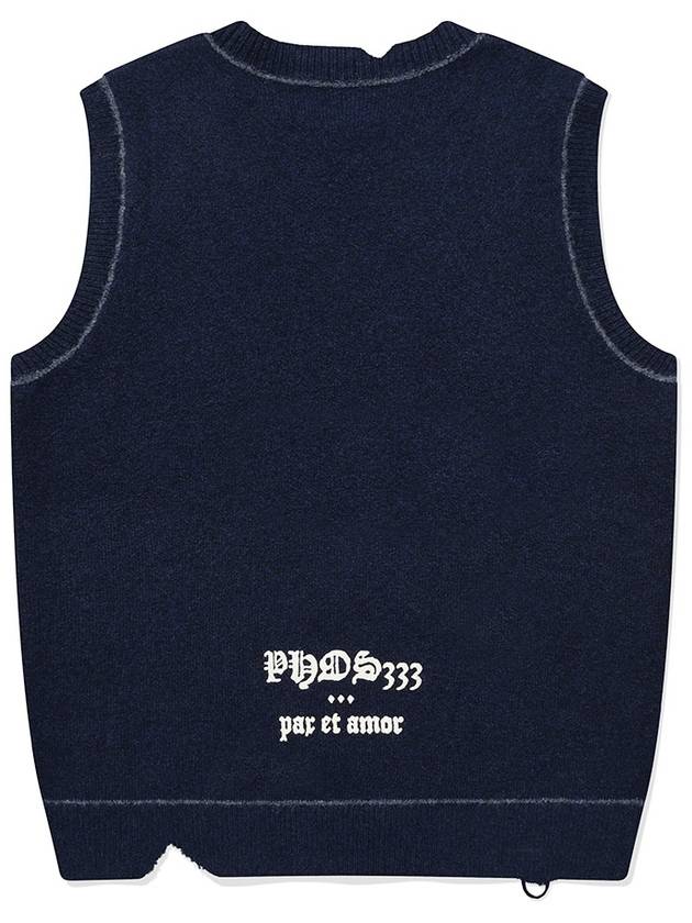 Embossed Griffin Vest Unisex Graphic Knit Vest Blue - PHOS333 - BALAAN 3